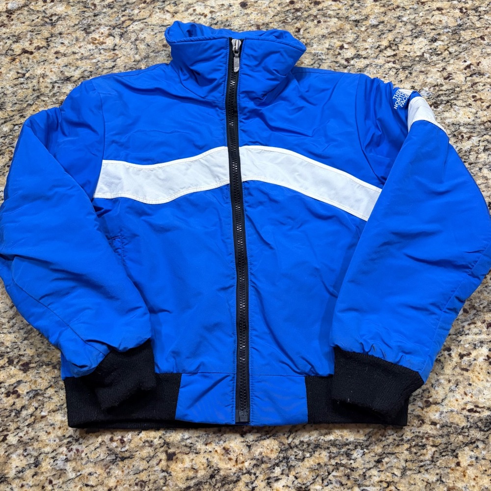 Vintage The North Face Blue White Puffer Jacket Made in USA Kids ws